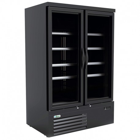 Vetrina espositiva refrigerata ventilata verniciata 2 porte vetro luci interne Lt 744 temp.-18°C / -22°C dim.mm.1220x765x1893(h)