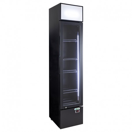 Vetrina espositiva refrigerata statica verniciata 1 porta vetro luci interne Lt 162 temp.0°C / +10°C dim.mm.390x480x1888(h)