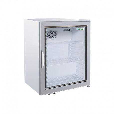 Vetrina espositiva refrigerata statica lamiera verniciata 1 porta vetro luci led Lt 68 temp.+2°C / +8°C dim.mm.620x543x700(h)