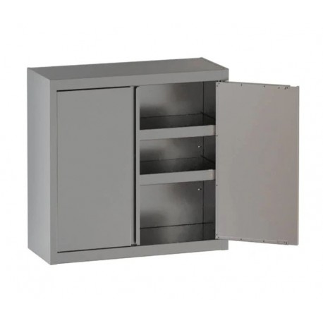 Pensile in acciaio inox con 2 porte a battente e 2 ripiani dim.cm.90x40x100h
