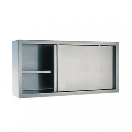 Pensile in acciaio inox con porte scorrevoli e 1 ripiano dim.cm.150x40x65h