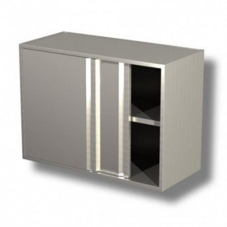 Pensile in acciaio inox con porte scorrevoli e 1 ripiano dim.cm.160x40x80h
