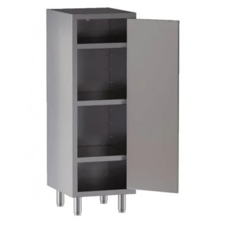 Armadio in acciaio inox con 1 porta a battente e 3 ripiani dim.cm.60x50x150h