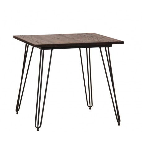 Tavolo struttura in metallo verniciato piano in legno d'olmo L80 x P80 x H75 cm