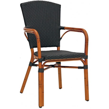 Poltroncina struttura  in alluminio verniciato effetto bambù rivestimento in piattina di polietilene