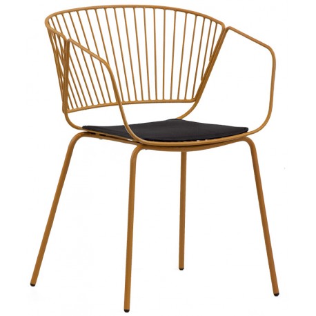 Poltroncina struttura in metallo verniciato cuscino in ecopelle