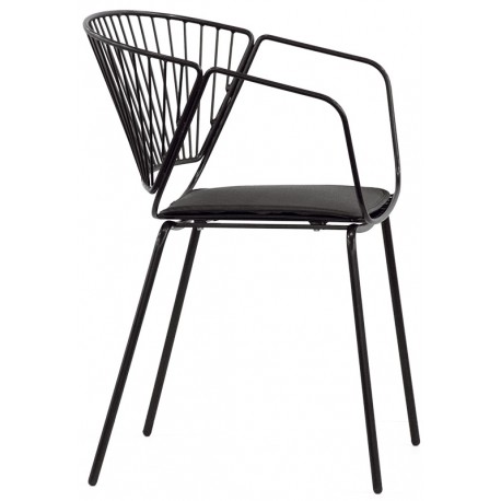 Poltroncina struttura in metallo verniciato cuscino in ecopelle