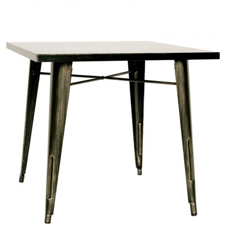 Tavolo struttura in metallo verniciato effetto anticato ​dim.cm.82x82xH76