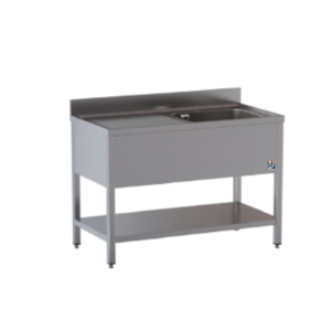 LAVATOIO SU GAMBE E RIPIANO INFERIORE DIM.CM. 160 x 60 x 85 H VASCA LATO DESTRO