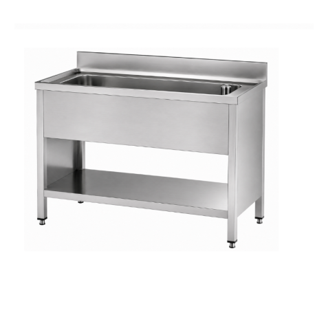 Lavatoio su fianchi a tutta vasca e ripiano di fondo in acciaio inox dim.cm.160x70x85h