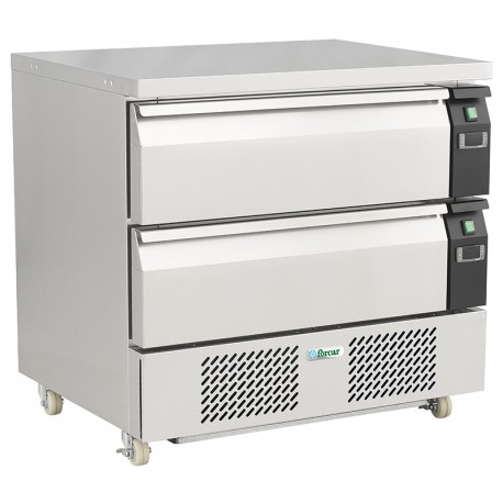 Cassettiera refrigerata ventilata GN1/1 acciaio inox con ruote temp.di lavoro +1°C/+4°C-18°C/-21°C dim.mm.905x700x865(h)