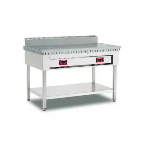 Cuocipiada elettrico con piano in ferro su trespolo in acciaio inox dim. piano cm.180x60x85h