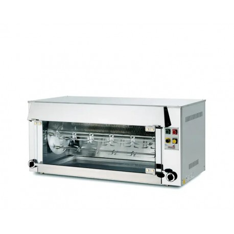 Girarrosto a gas 5 spiedi 20 polli in acciaio inox kw 9,2 dim.cm.110x60x62h