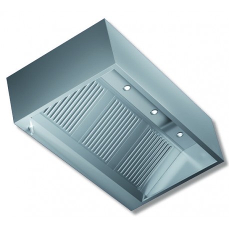 Cappa di aspirazione acciaio inox con led spotlight a parete kubica con motore Dim.mm.2800x900x450h