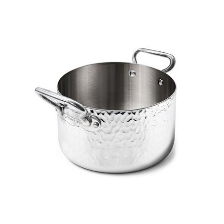 Casseruola Alta 2 Manici 20 cm Alu-Inox 3-Ply Martellato Induzione ALUM104M Agnelli