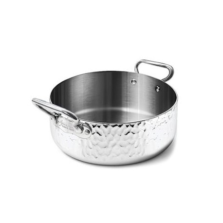 Casseruola Bassa 2 Manici 20 cm Alu-Inox 3-Ply Martellato Induzione ALUM106M Agnelli