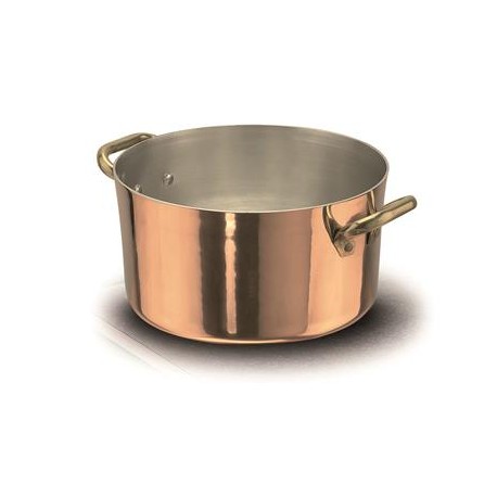 Casseruola Alta 2 Manici 28 cm Rame Liscio Stagnato - 2 mm ALCU104 Agnelli
