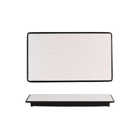 Piatto Rettangolare 36x18 cm Melamina Woody White/Black YML-7059-14