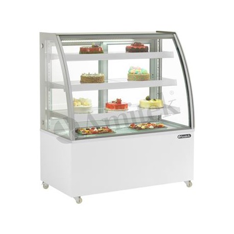 Vetrina pasticceria refrigerata ventilata acciaio e vetro porte vetro scorrevoli Lt 420 temp.+2°C / +8°C dim.mm.1225x680x1420h