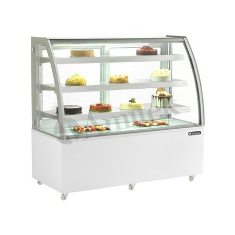 Vetrina pasticceria refrigerata ventilata acciaio e vetro porte vetro scorrevoli Lt 535 temp.+2°C / +8°C dim.mm.1525x680x1410h