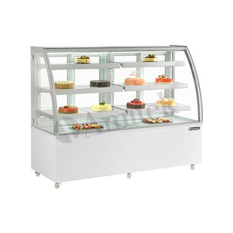 Vetrina pasticceria refrigerata ventilata acciaio e vetro porte vetro scorrevoli Lt 650 temp.+2°C / +8°C dim.mm.1825x680x1410h