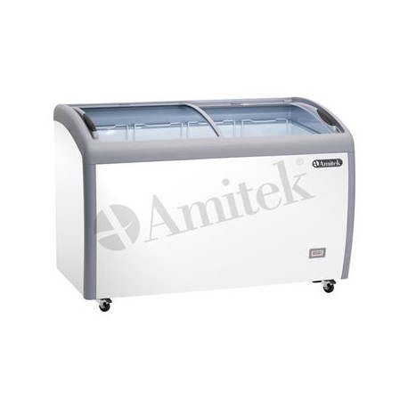 Frigo Congelatore a pozzetto con porte a vetri lamiera verniciata bianca Lt 400 Temp.0 +8 / ≤ -18 dim.mm.1260x705x875h
