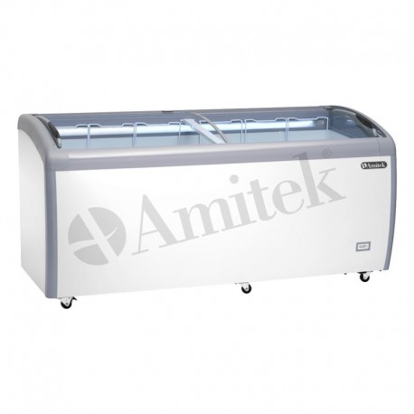 Frigo Congelatore a pozzetto con porte a vetri lamiera verniciata bianca Lt 600 Temp.0 +8 / ≤ -18 dim.mm.1800x705x875h
