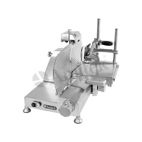 Affettatrice Verticale con piatto salumi struttura in lega di alluminio Dim.diam.lama 300 mm. Dim.mm.520x610x515h