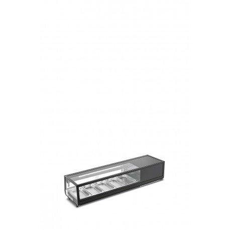 Vetrina refrigerata per sushi statica temp.0°C/+12°C capacita' n.5 x GN1/3 - 38 Lt dim.mm.1353x406x318(h)