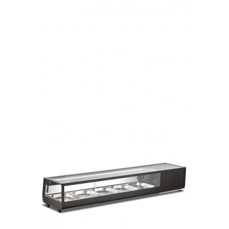 Vetrina refrigerata per sushi statica temp.0°C/+12°C capacita' n.5 x GN1/2 - 59 Lt dim.mm.1800x406x318(h)