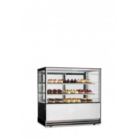 Vetrina pasticceria refrigerata ventilata acciaio e vetro porte vetro scorrevoli Lt 495 temp.+2°C/+10°C dim.mm.1200x740x1200h