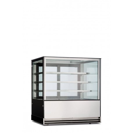 Vetrina pasticceria refrigerata ventilata acciaio e vetro porte vetro scorrevoli Lt 550 temp.+2°C/+10°C dim.mm.1200x740x1300h