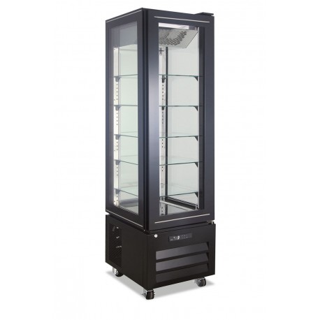 Vetrina pasticceria refrigerato nofrost acciaio e vetro 1 porta vetro Lt 319 temp.-22°C/-18°C dim.mm.450x650x1950h