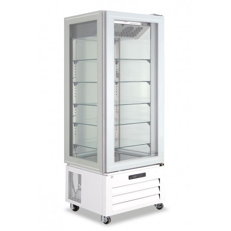 Vetrina pasticceria refrigerato nofrost acciaio e vetro 1 porta vetro Lt 319 temp.-22°C/-18°C dim.mm.650x650x1950h