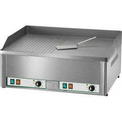 Fry top elettrico con piastra doppia ½ liscia e ½ rigata