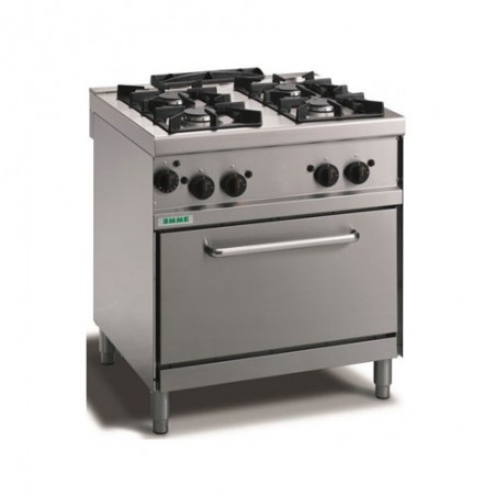 Cucina a gas 4 fuochi su forno a gas statico 80x70x90H. professionale