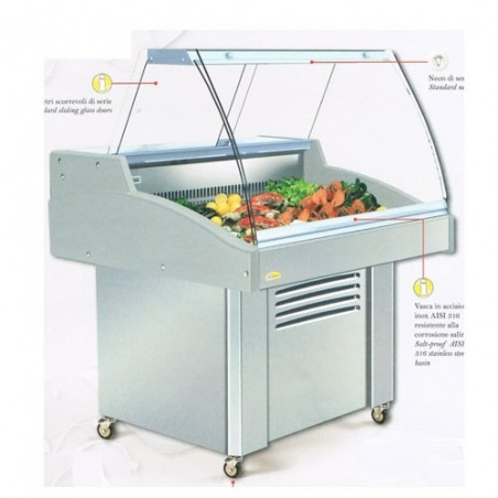 Banco refrigerato per esposizione pesce - Lunghezza cm. 172 professionale