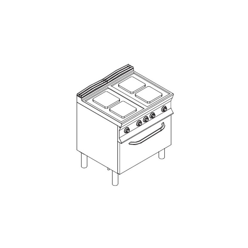 Cucina ELETTRICA 4 piastre su forno elettrico. 80x90x85H &#8211; 16.4 Kw