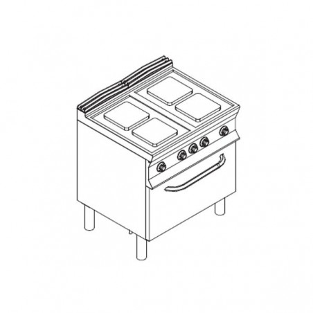 Cucina ELETTRICA 4 piastre su forno elettrico. 80x90x85H - 16.4 Kw