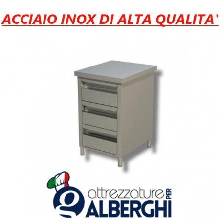 Cassettiera in acciaio inox 3 cassetti Prof. 60 • LINEA ECO professionale