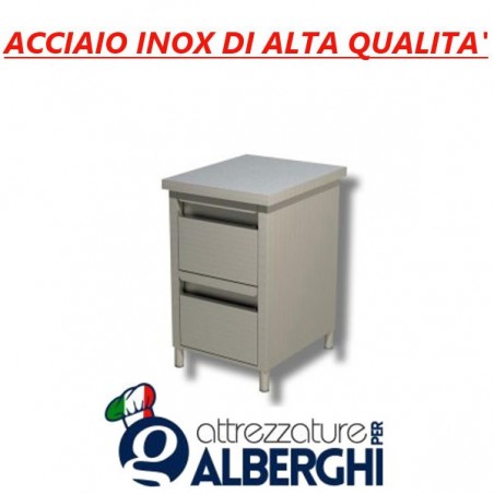 Cassettiera in acciaio inox 2 cassetti Prof. 70 • LINEA ECO professionale