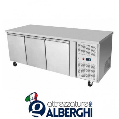Tavolo frigo congelatore 3 sportelli acciaio inox + motore. Temp. -18°/-22°C per gastronomia professionale