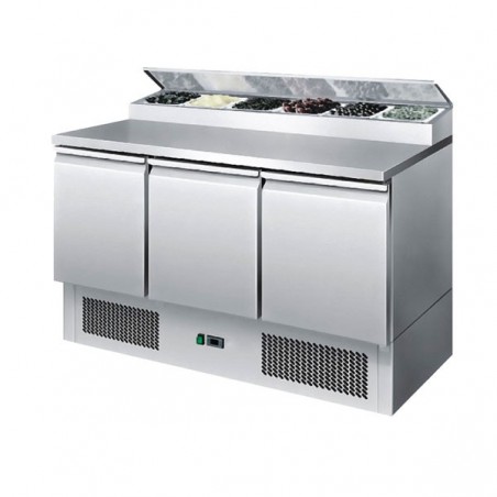 Saladette Refrigerata Statica 3 porte Cm. 136,5x70x97H. professionale