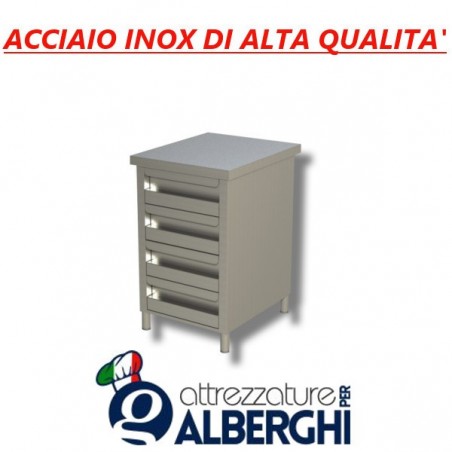 Cassettiera in acciaio inox 4 cassetti Prof. 60 • LINEA ECO professionale