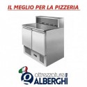 Banco pizza Saladette Tavolo 2 sportelli refrigerato con piano in granito &#8211; vetrina portacondimenti 5xGN1/6