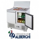 Tavolo Frigo Saladette Refrigerato Acciaio Inox 2 porte porta bacinelle &#8211; cm. 90x70x85h.