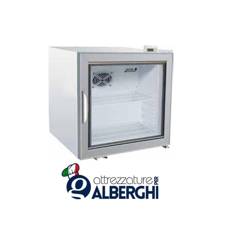 Armadio frigo refrigerato 68 Lt. in lamiera verniciata bianca porta vetro Temperatura +2°/+8°C