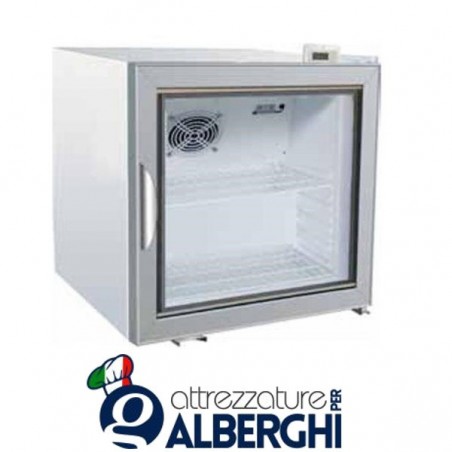 Armadio frigo refrigerato 68 Lt. in lamiera verniciata bianca porta vetro Temperatura +2°/+8°C professionale