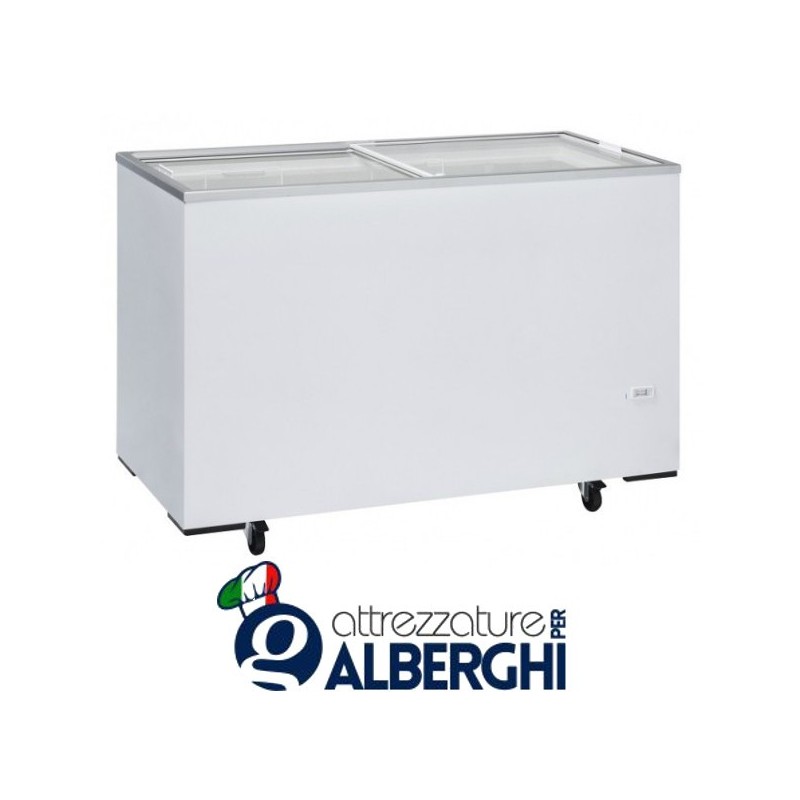 Congelatore a pozzetto freezer con top in vetro scorrevole Rea 3 cesti Capacità 355 lt Temperatura -13 / -23