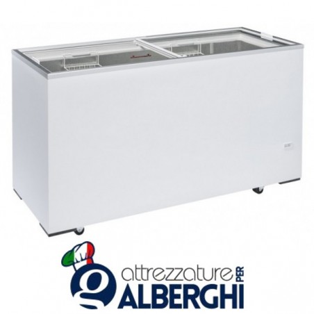Congelatore a pozzetto freezer con top in vetro scorrevole Rea 2 cesti Capacità 436 lt Temperatura -13 / -23 professionale